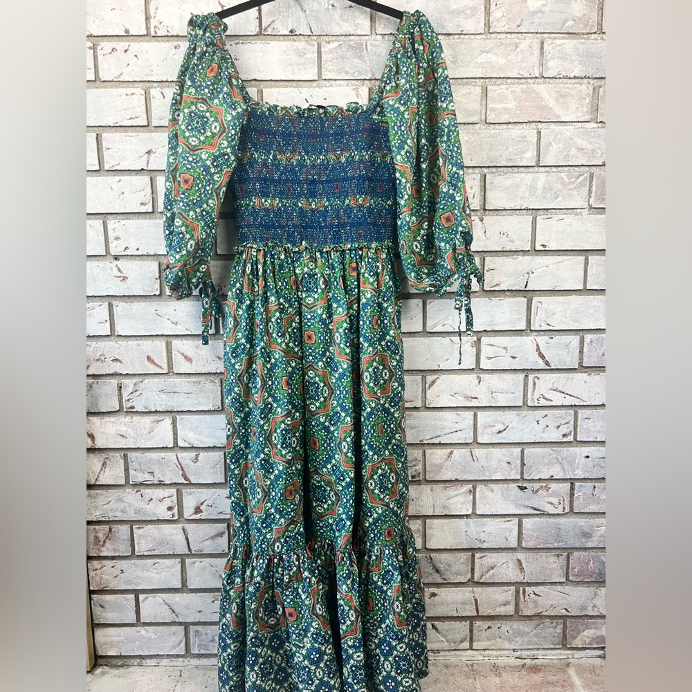 Cara Cara | Moroccan Tile Teal Jazzy Dress - Picture 3 of 10